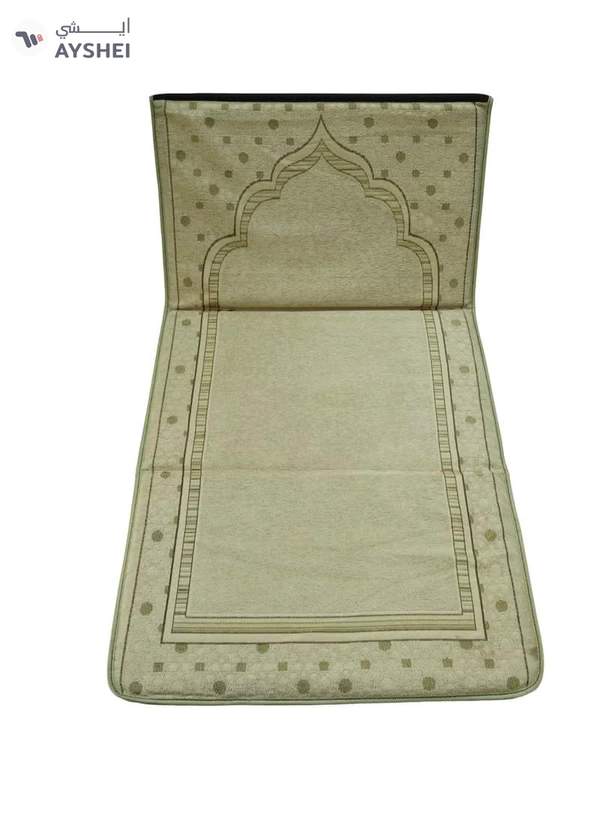 Yuwell Foldable Prayer Mat with Back Support & Carrying Bag, 2-in-1 Prayer Rug Sajadah, Anti-Slip Islamic Salah Mat 110×60CM for Men & Women, Portable Ramadan & Eid Gift Beige