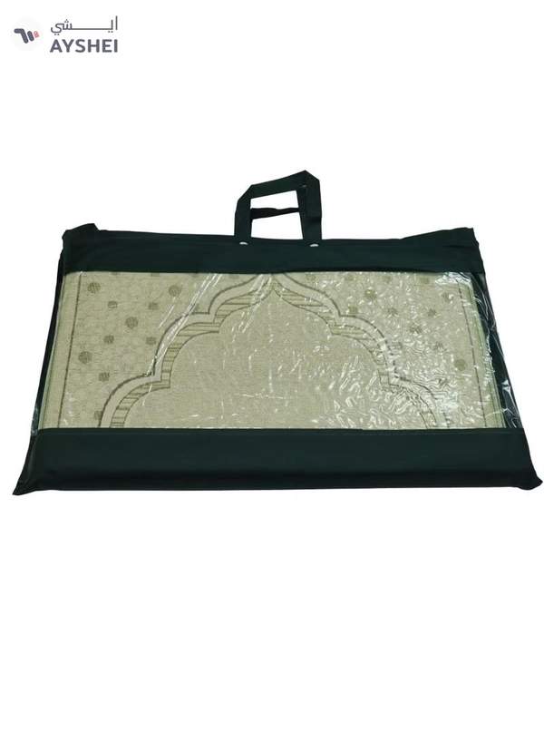 Yuwell Foldable Prayer Mat with Back Support & Carrying Bag, 2-in-1 Prayer Rug Sajadah, Anti-Slip Islamic Salah Mat 110×60CM for Men & Women, Portable Ramadan & Eid Gift Beige