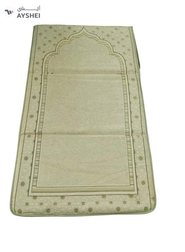 Yuwell Foldable Prayer Mat with Back Support & Carrying Bag, 2-in-1 Prayer Rug Sajadah, Anti-Slip Islamic Salah Mat 110×60CM for Men & Women, Portable Ramadan & Eid Gift Beige