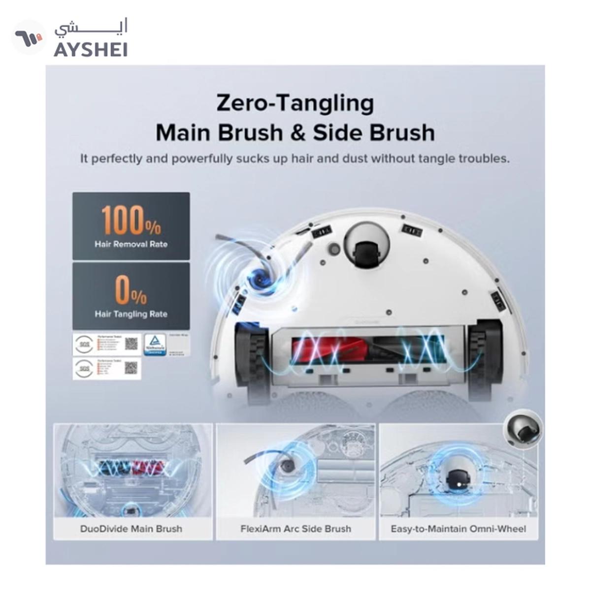 Roborock Qrevo C Pro Robot Vacuum and Mop, 18,500Pa Suction, Dual Zero-Tangling, FlexiArm Side Brush, Hot Water Mop Washing & Warm Air Drying, Self-Emptying&Refilling, Smart Obstacle Avoidance White-5-5