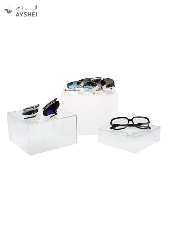 Eworld 2 Sets of 3 Clear Acrylic Nesting Cube Risers with Hollow Bases