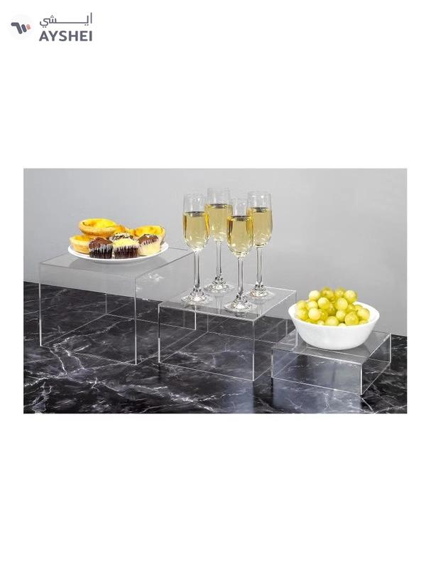 Eworld 2 Sets of 3 Clear Acrylic Nesting Cube Risers with Hollow Bases