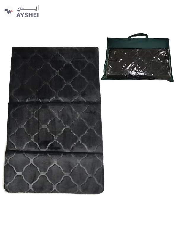 Yuwell Foldable Prayer Mat with Back Support & Carrying Bag, 2-in-1 Prayer Rug Sajadah, Anti-Slip Islamic Salah Mat Soft Velvet Mat 110×65CM for Men & Women, Portable Ramadan & Eid Gift Black
