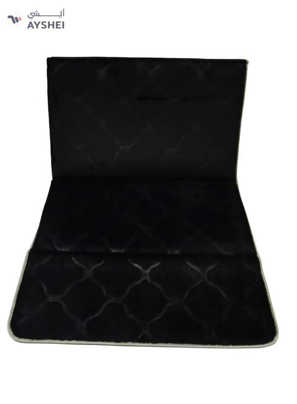 Yuwell Foldable Prayer Mat with Back Support & Carrying Bag, 2-in-1 Prayer Rug Sajadah, Anti-Slip Islamic Salah Mat Soft Velvet Mat 110×65CM for Men & Women, Portable Ramadan & Eid Gift Black