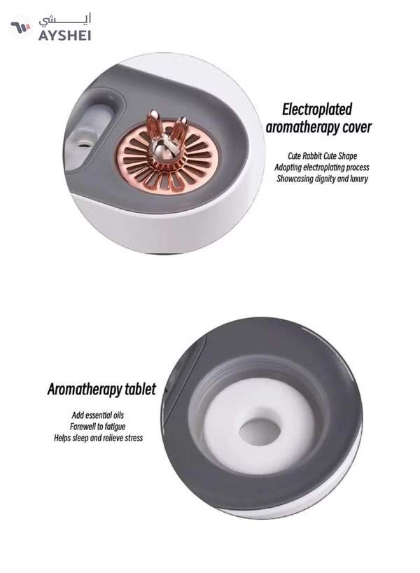 Yuwell 700ML Large Capacity Aromatherapy Air Humidifier 5 Spray Nozzles Heavy Mist USB Aroma Diffuser With Music Rhythm Lamp Humidifiers Multimode Essential Oil Diffuser Flame Aroma Diffuser Auto-Off White