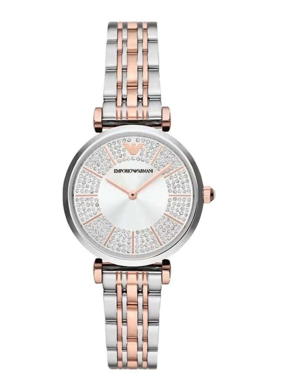 EMPORIO ARMANI Women's Silver Dial Watch With Two Hand Movement, Stainless Steel Strap, AR11537-0-portrait