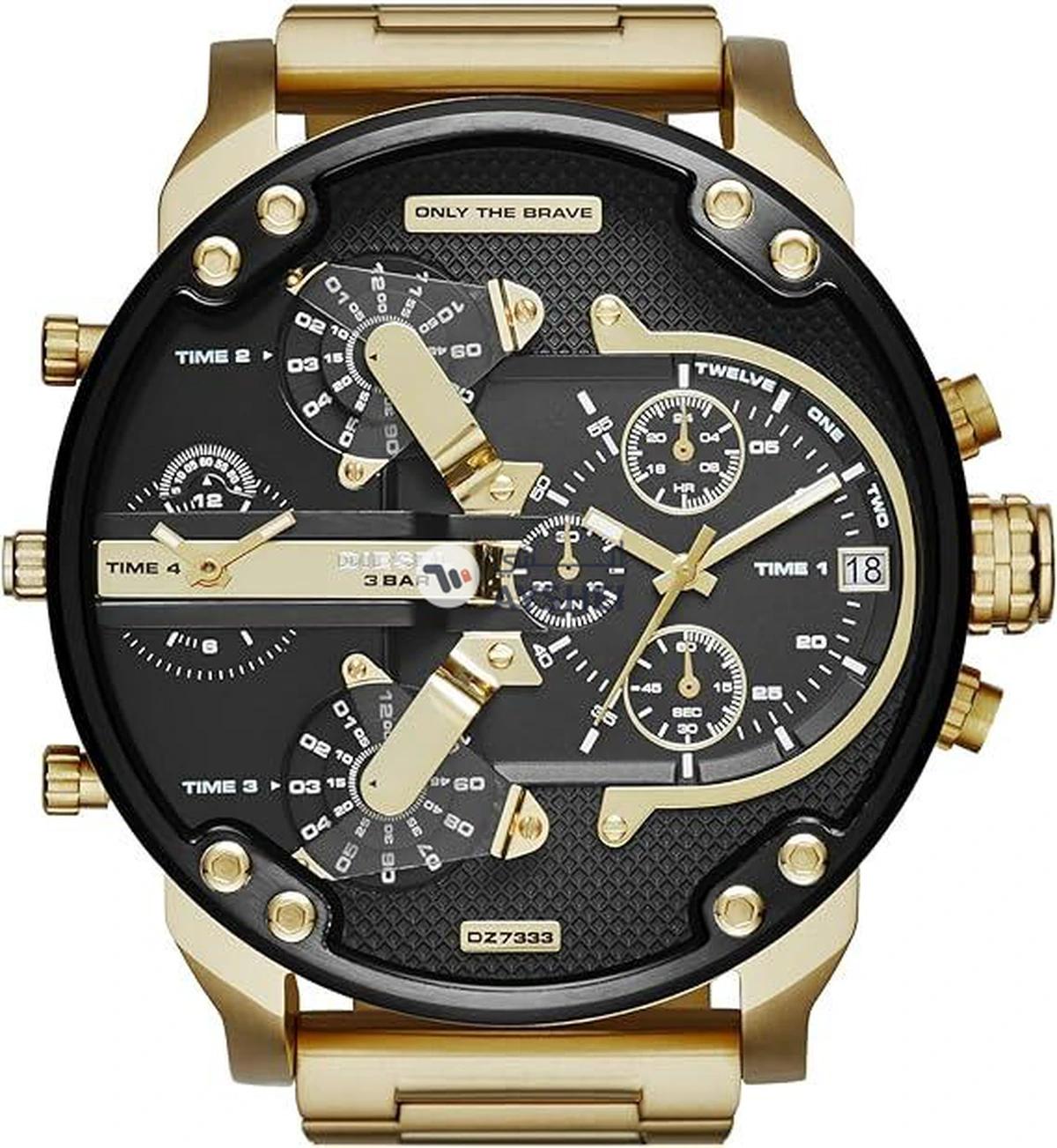 DIESEL Men Mr Daddy Round Shape Metal Chronograph Wrist Watch 57 Mm - Gold - DZ7333-0-portrait