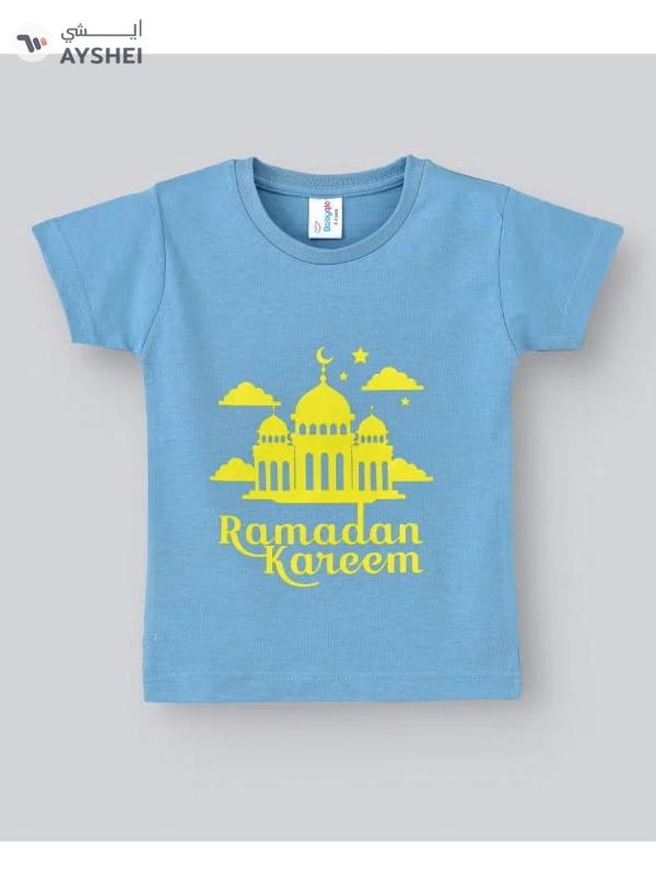 babyqlo Ramadan Kareem Round Neck T-Shirt Sky Blue/Yellow