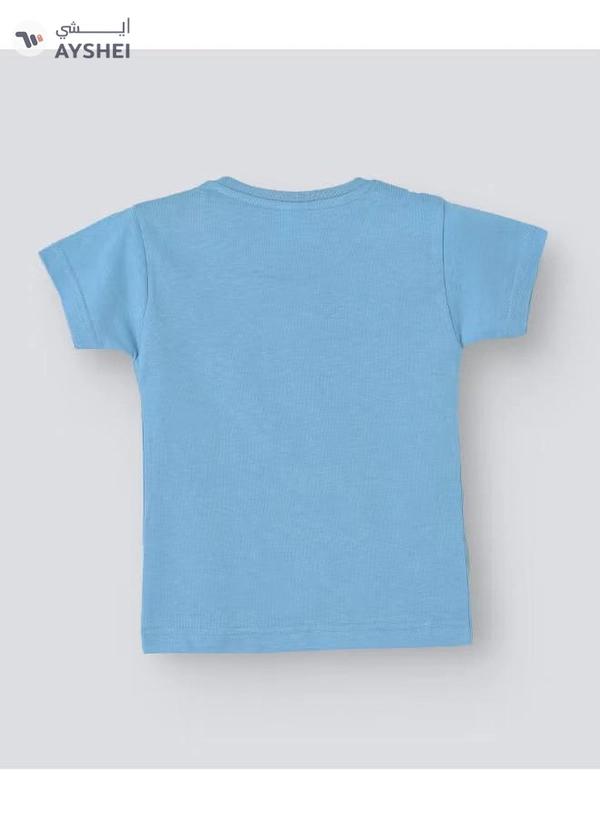 babyqlo Ramadan Kareem Round Neck T-Shirt Sky Blue/Yellow