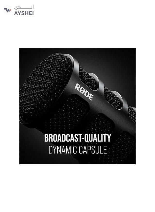 RODE Versatile Dynamic Broadcast Microphone With And Content Creation PODMICUSB BLACK