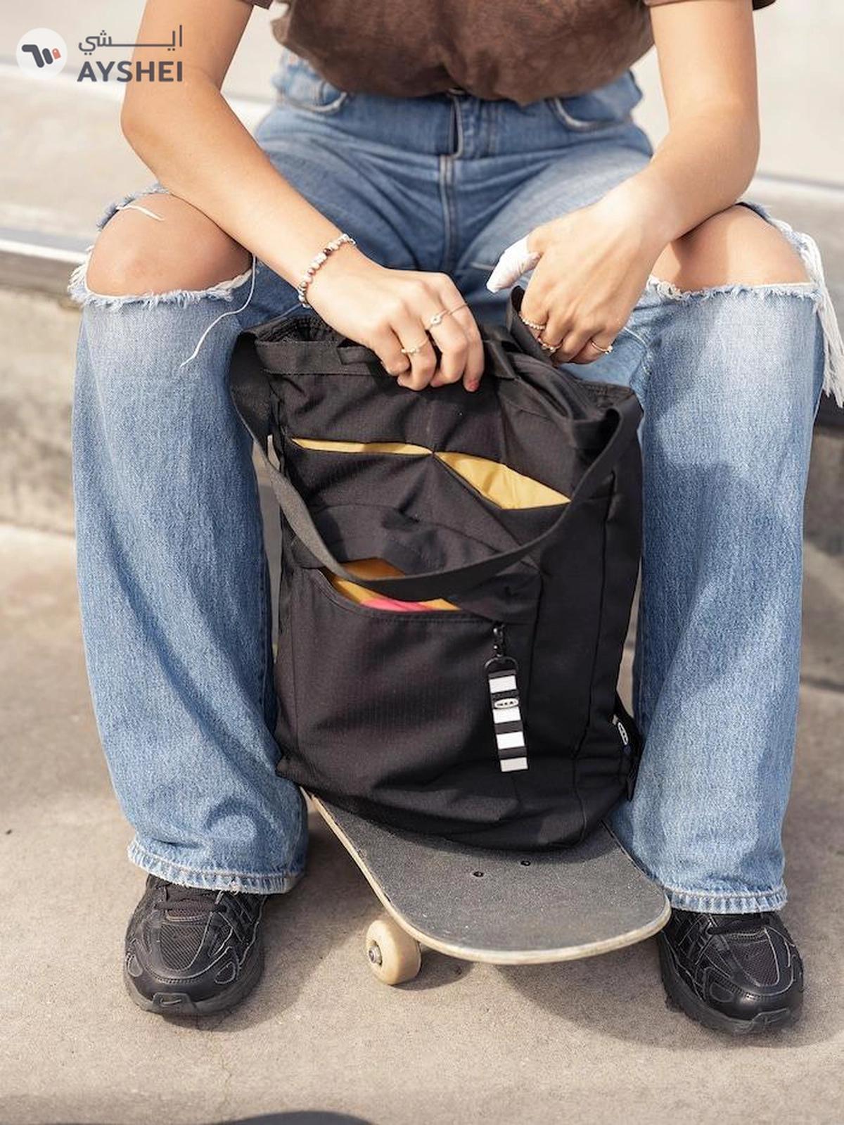 IKEA VÄRLDENS Travel Tote Bag, Black, 28x12x44 cm, 16L-6-6