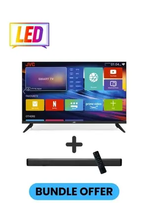 JVC 40 Inch Edgeless Full HD LED Android Smart TV with Dolby Audio + SOUNDBAR Black Bundle