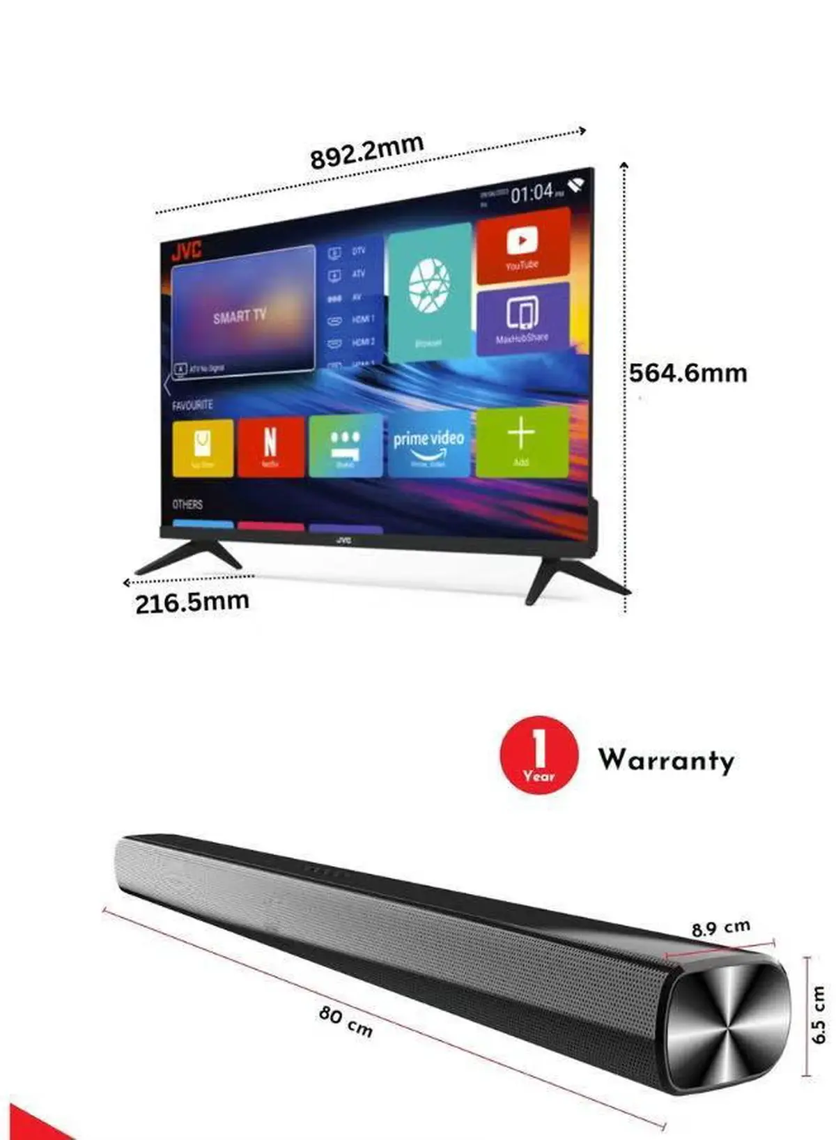 JVC 40 Inch Edgeless Full HD LED Android Smart TV with Dolby Audio + SOUNDBAR Black Bundle-4-4