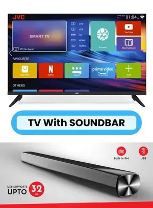 JVC 40 Inch Edgeless Full HD LED Android Smart TV with Dolby Audio + SOUNDBAR Black Bundle