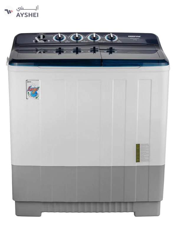 GEEPAS 20 Kg Twin Tub Semi-Automatic Washing Machine | 10 Kg Spin, Top Load | Energy-Efficient, Dual Wash/Spin Motor | White/Blue/Gray 20 kg 960 W GSWM6491 White/Blue/Gray