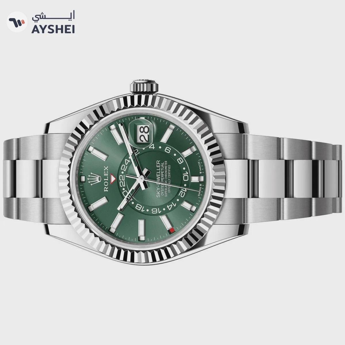 Rolex Sky-Dweller Steel & White gold Mint Green Dial Oyster bracelet-2-2