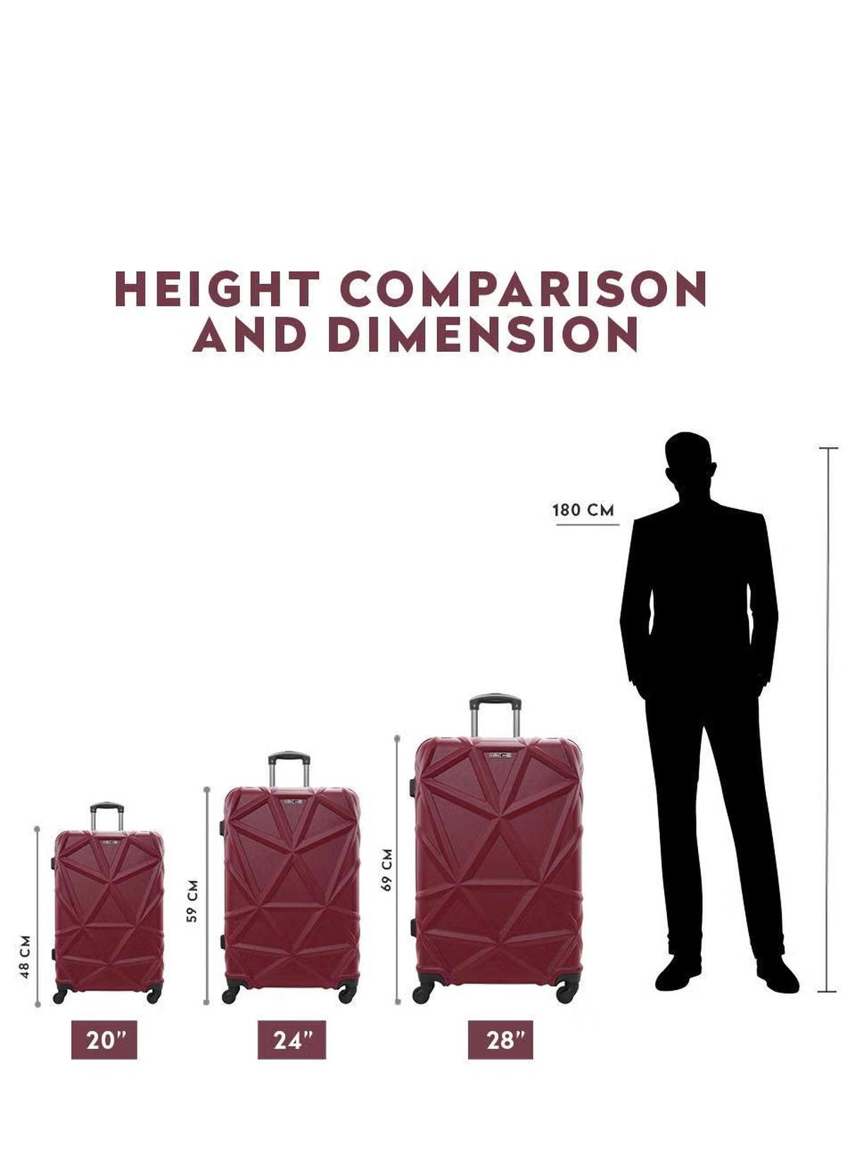 PARAJOHN Hard Case Luggage Trolley for Unisex ABS Lightweight Travel Bag 4 Double Wheeled Suitcase Red-3-3