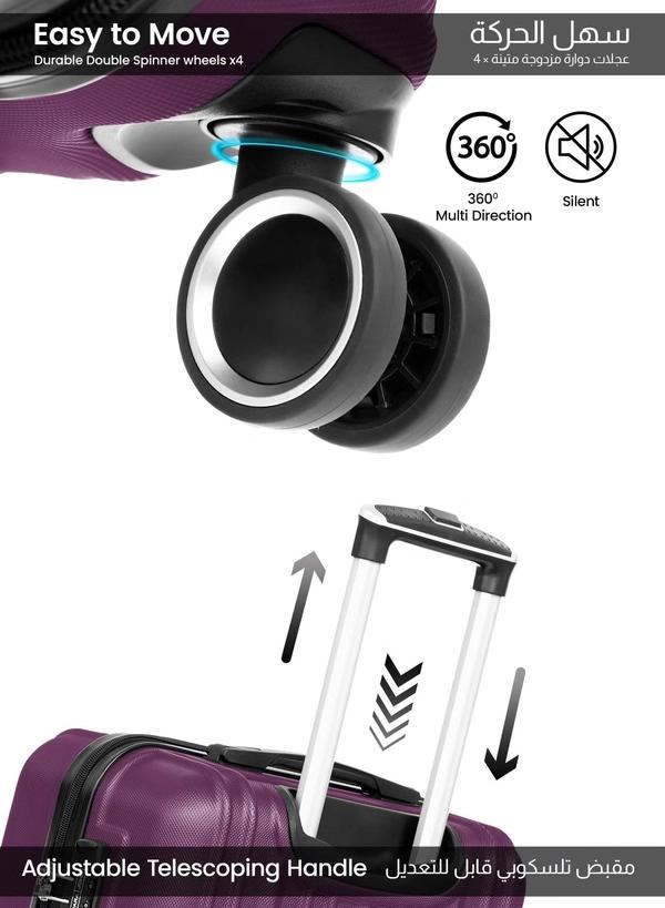 PARAJOHN ABS Material 3-Piece Hardsided Luggage Set Purple