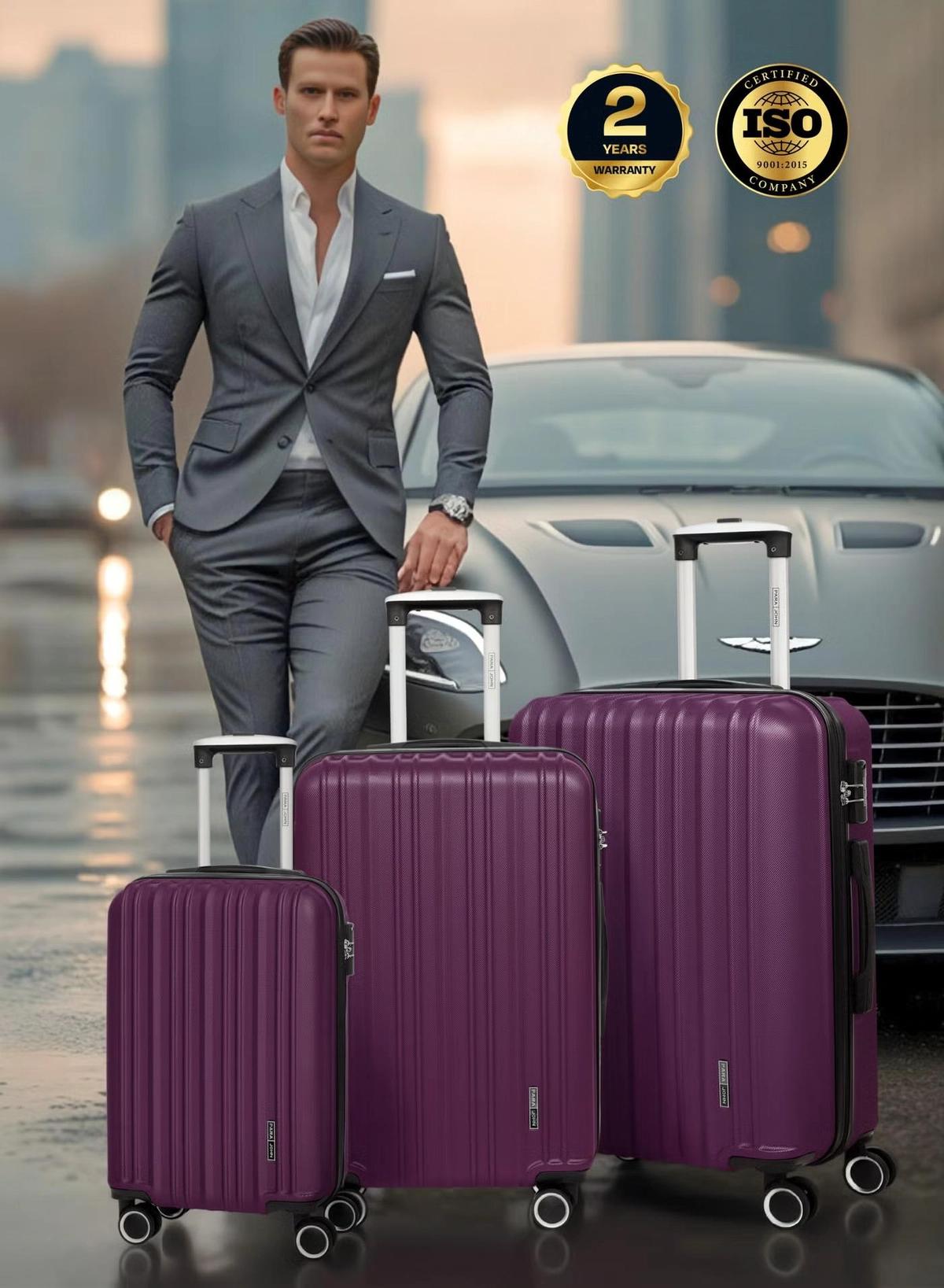 PARAJOHN ABS Material 3-Piece Hardsided Luggage Set Purple-5-5
