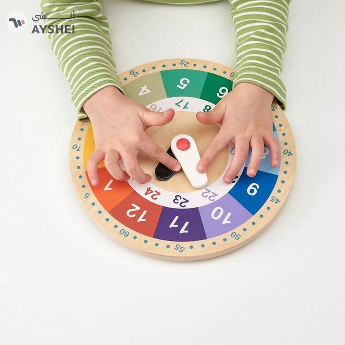IKEA UNDERHÅLLA Educational Wooden Clock (Multicolour, 25 cm) Toy for kids-2-2