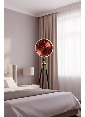 Vogue Venue Premium Vintage Tripod Floor Clock | Adjustable Wooden Stand | Antique Style Decorative Standing Clock for Living Room, Office & Home Décor