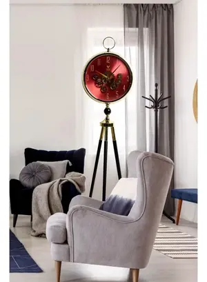 Vogue Venue Premium Vintage Tripod Floor Clock | Adjustable Wooden Stand | Antique Style Decorative Standing Clock for Living Room, Office & Home Décor