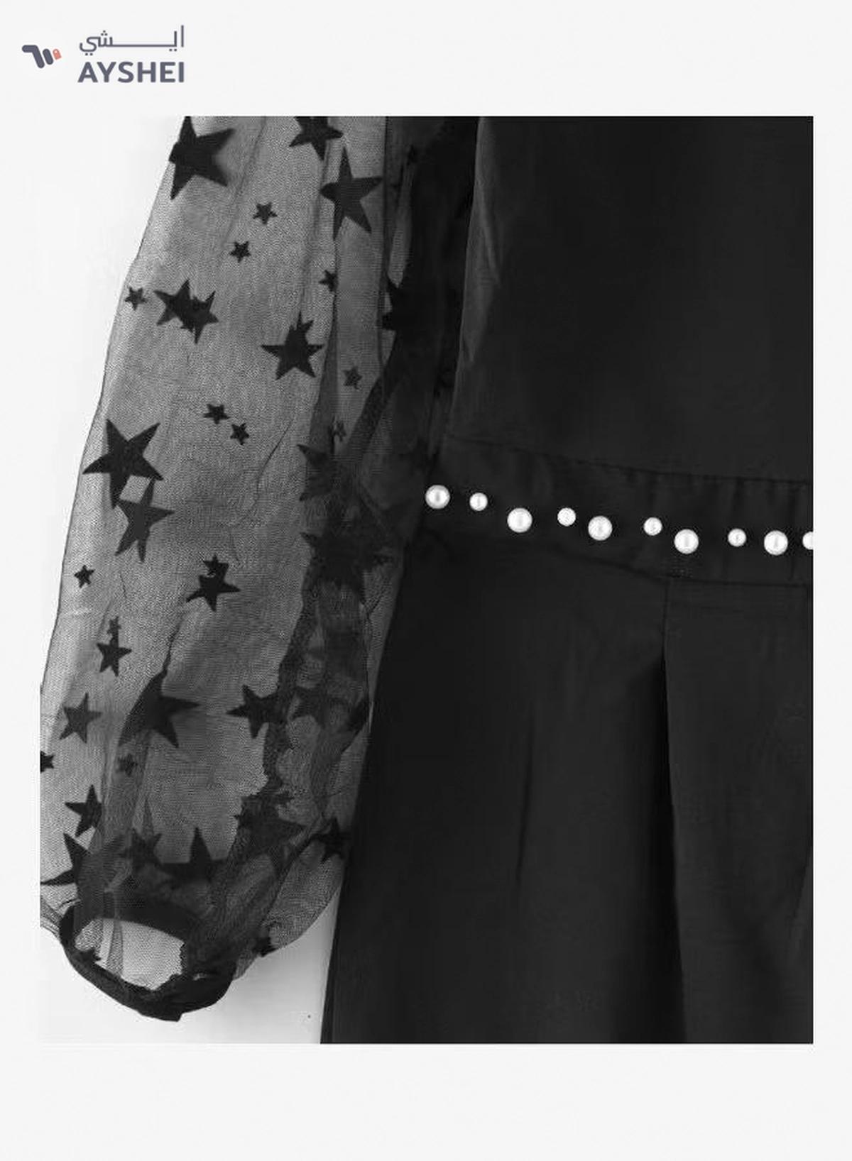 HASHQLO Pearl Belt With Star Embellished Full Length Jumpsuit Black/Grey-2-2