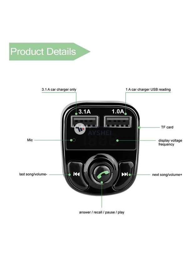 Generic Bluetooth Hands-free Car FM Transmitter Player With USB Charger