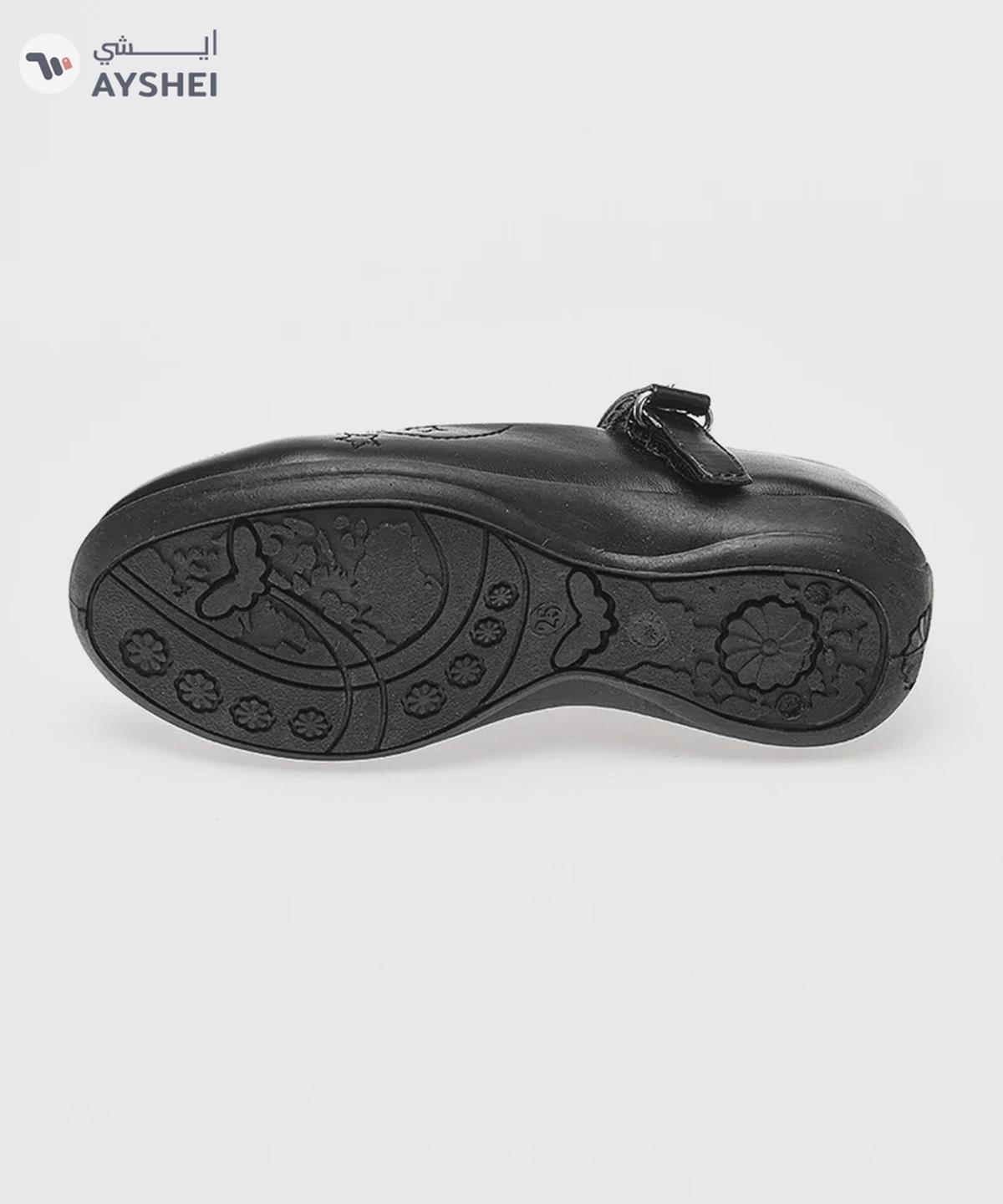 Babyqlo Butterfly Textured Mary Jane Shoes with Hook and Loop Closure - Black-1-portrait