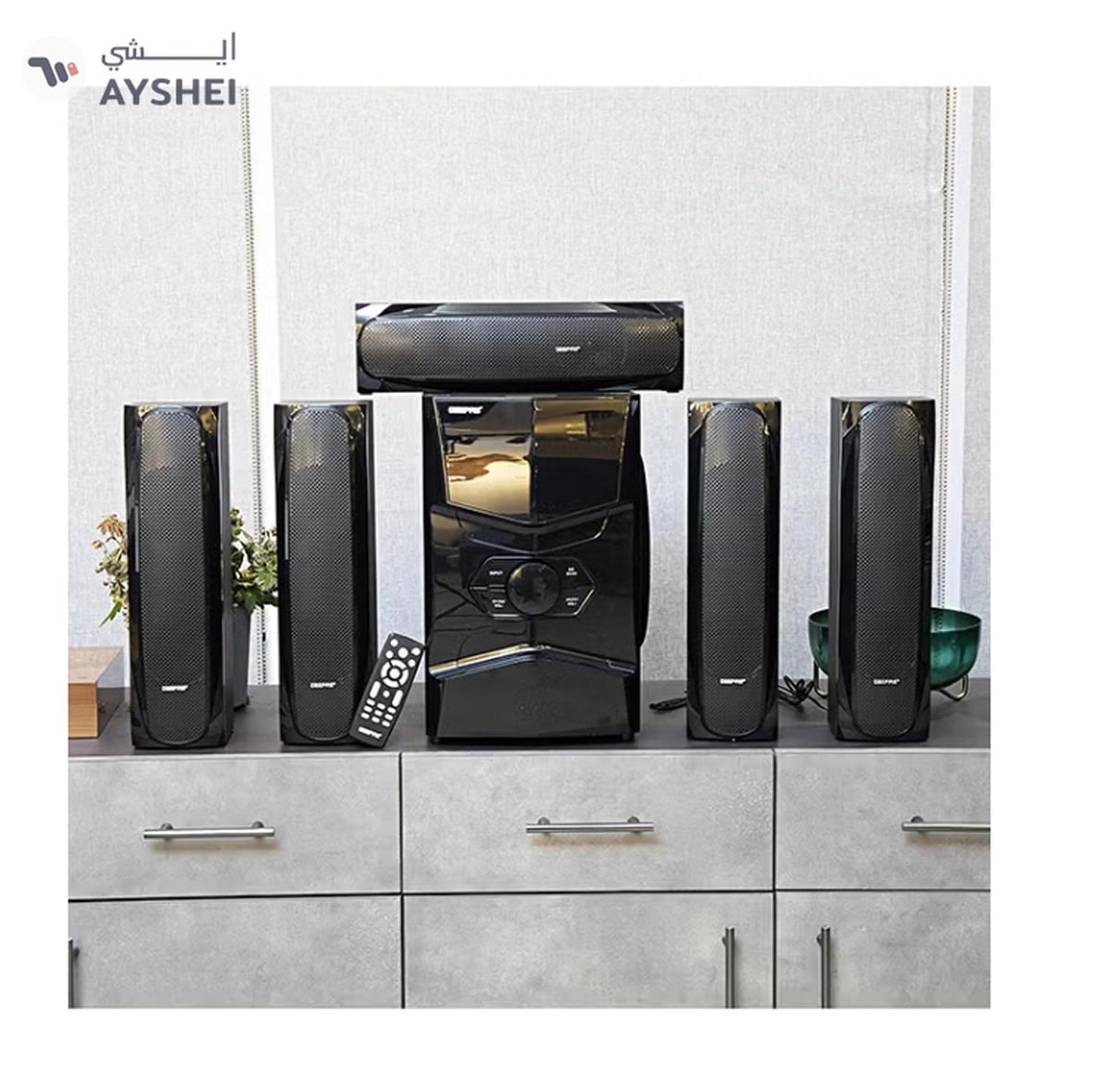 Geepas 5.1 Channel Multimedia Speaker System with Remote Control- GMS8578| FM Radio, Bluetooth, USB Input, SD Card Reader, Karaoke Function| LED Display-3-3