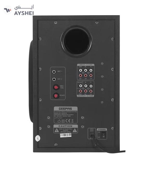 Geepas 5.1 Channel Multimedia Speaker System with Remote Control- GMS8578| FM Radio, Bluetooth, USB Input, SD Card Reader, Karaoke Function| LED Display