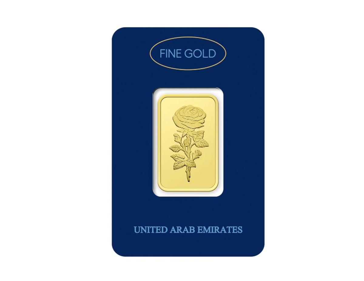 50g Pure 999.9 Fine Gold Bar 24KT Dubai with Flower Design - 50 Grams-1-1