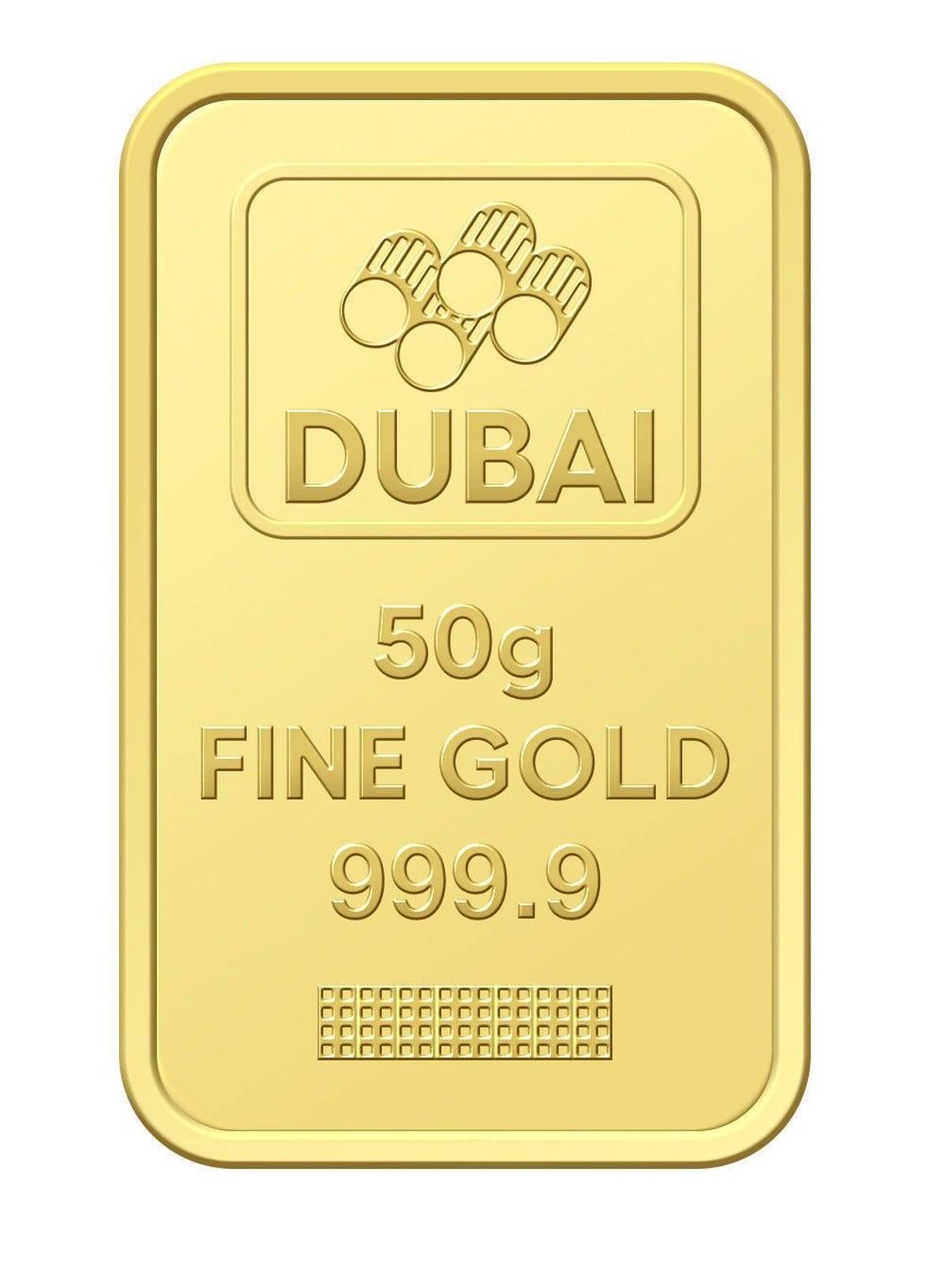 50g Pure 999.9 Fine Gold Bar 24KT Dubai with Flower Design - 50 Grams-1-portrait