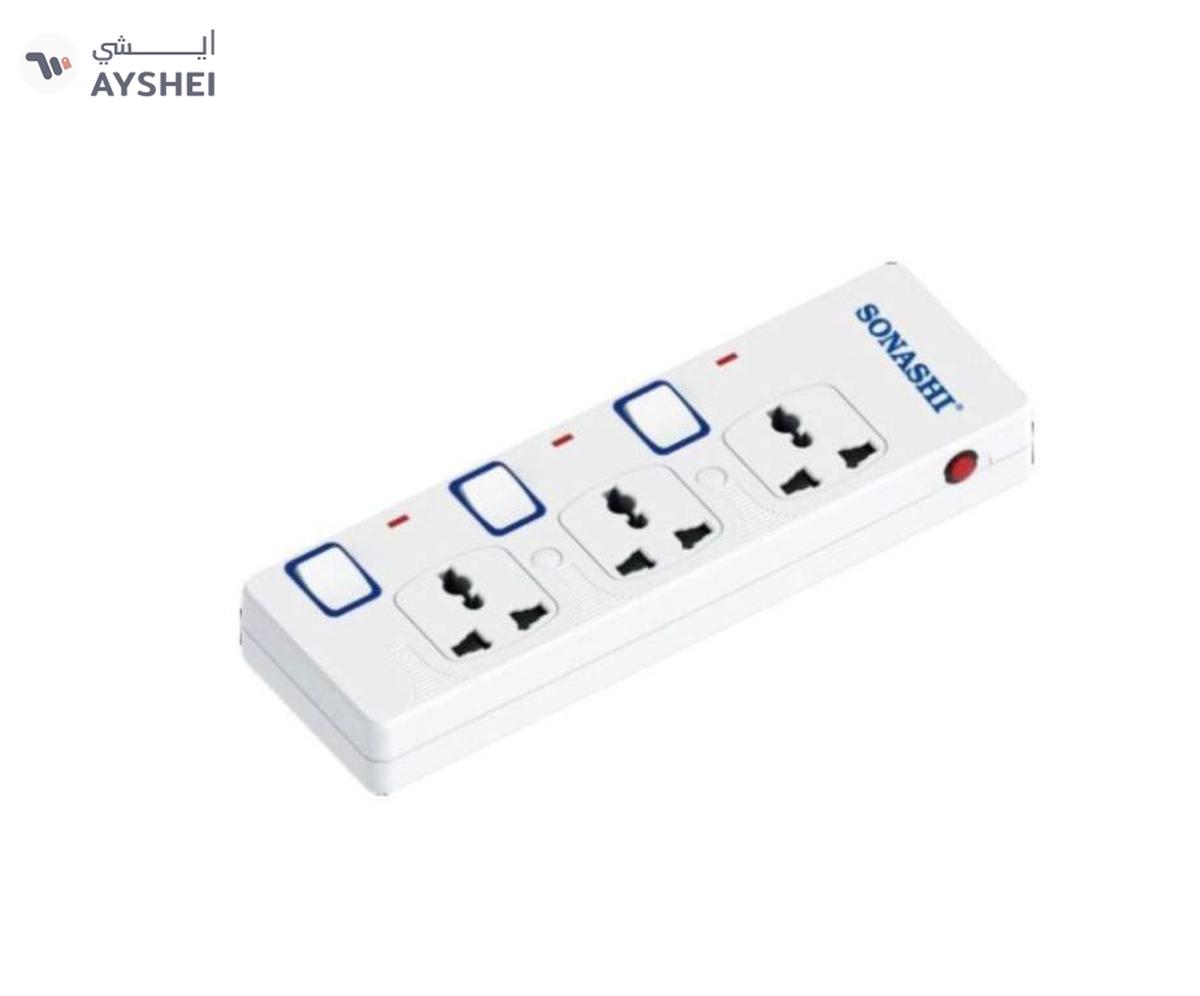 Sonashi 3Way Extension Socket with Independent OnOff Switch and Indicator Light Overload Protection -0-landscape
