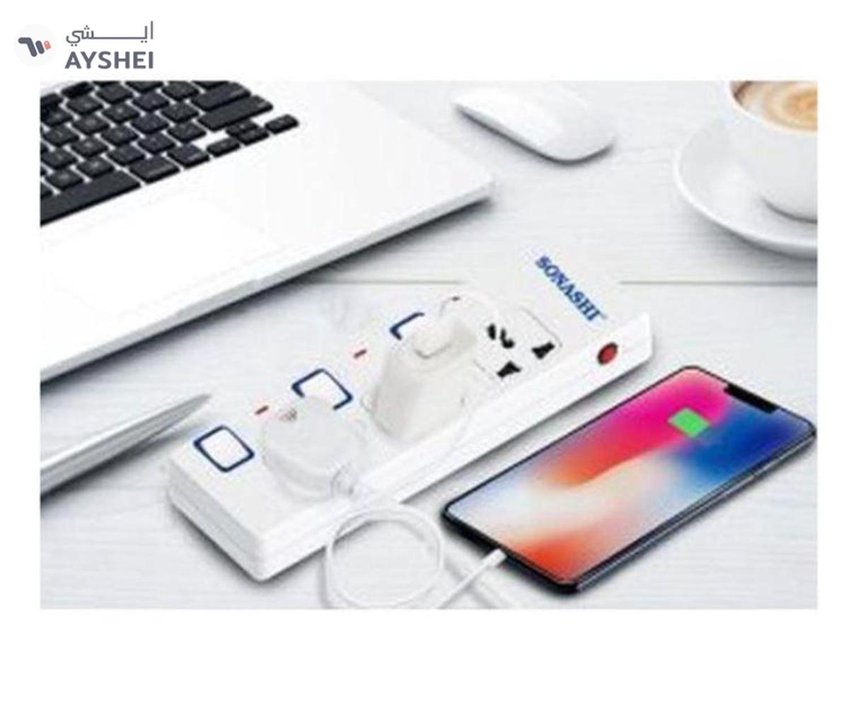 Sonashi 3Way Extension Socket with Independent OnOff Switch and Indicator Light Overload Protection -1-landscape