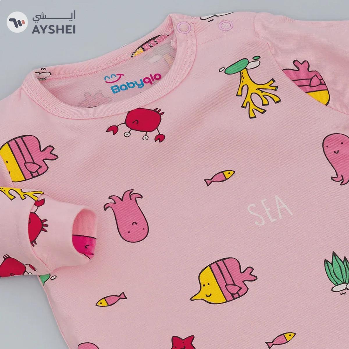 Babyqlo Pink Pairs: Set of Two Printed Pure Cotton Rompers for Infants-1-portrait