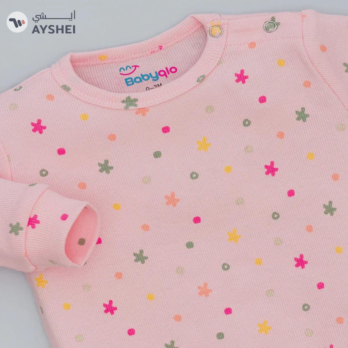 Babyqlo Pink Pairs: Set of Two Printed Pure Cotton Rompers for Infants-3-3