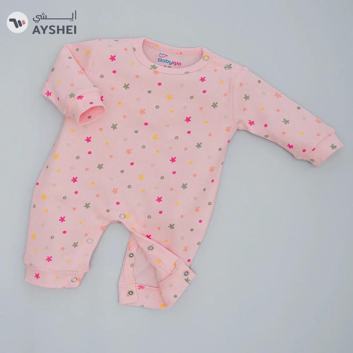 Babyqlo Pink Pairs: Set of Two Printed Pure Cotton Rompers for Infants-5-5