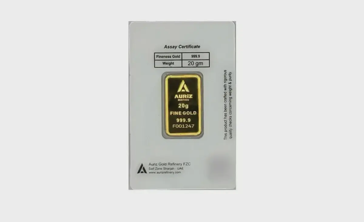Auriz Minting 20gm 24K Gold Bar - Variable Design-2-2