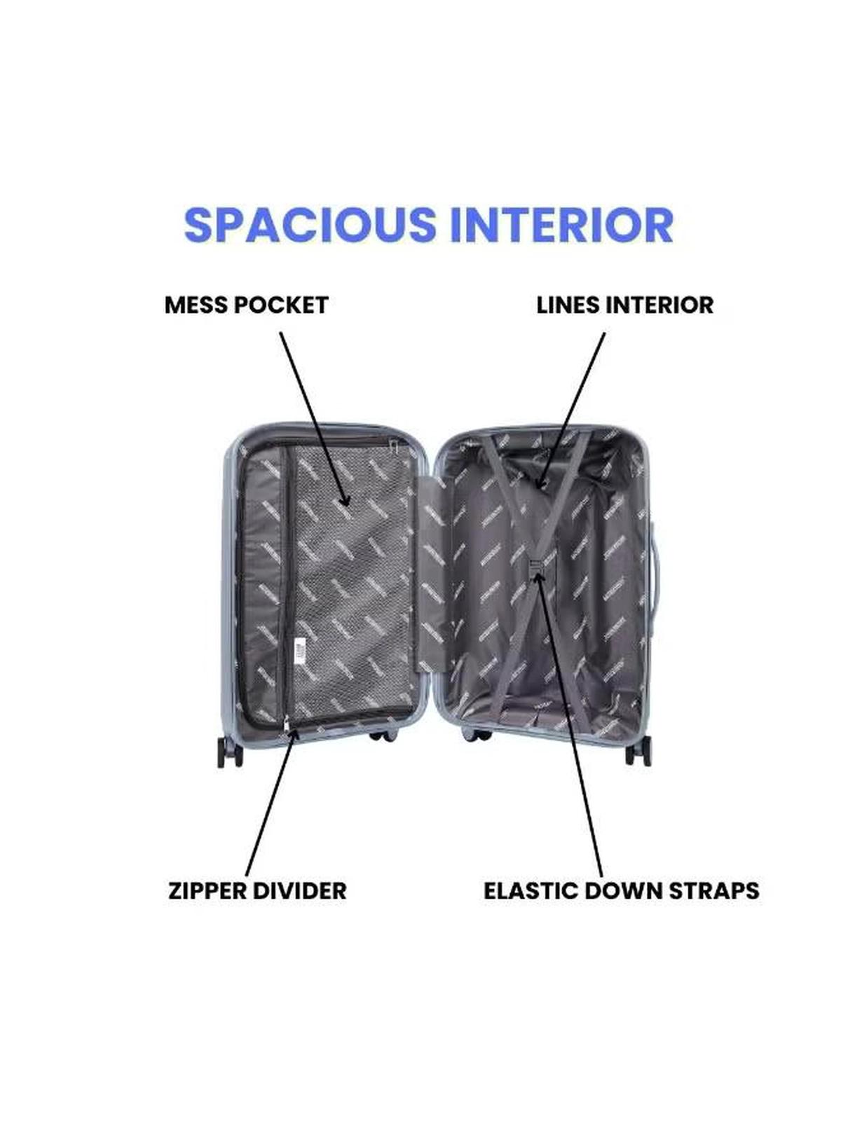 British Tourister 3 Piece Polyproplene Hard Side Spiner Luggage Trolley Set 20/24/28 Inch - Grey Blue-2-2