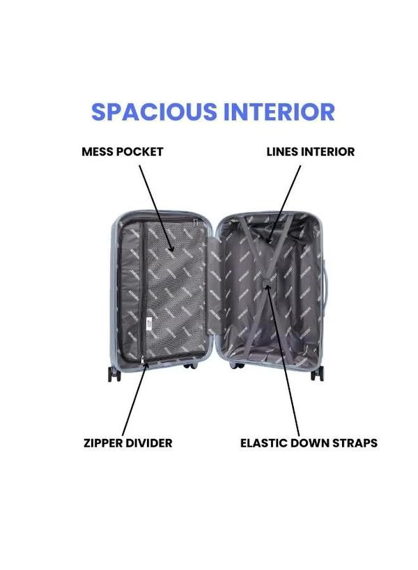 British Tourister 3 Piece Polyproplene Hard Side Spiner Luggage Trolley Set 20/24/28 Inch - Grey Blue