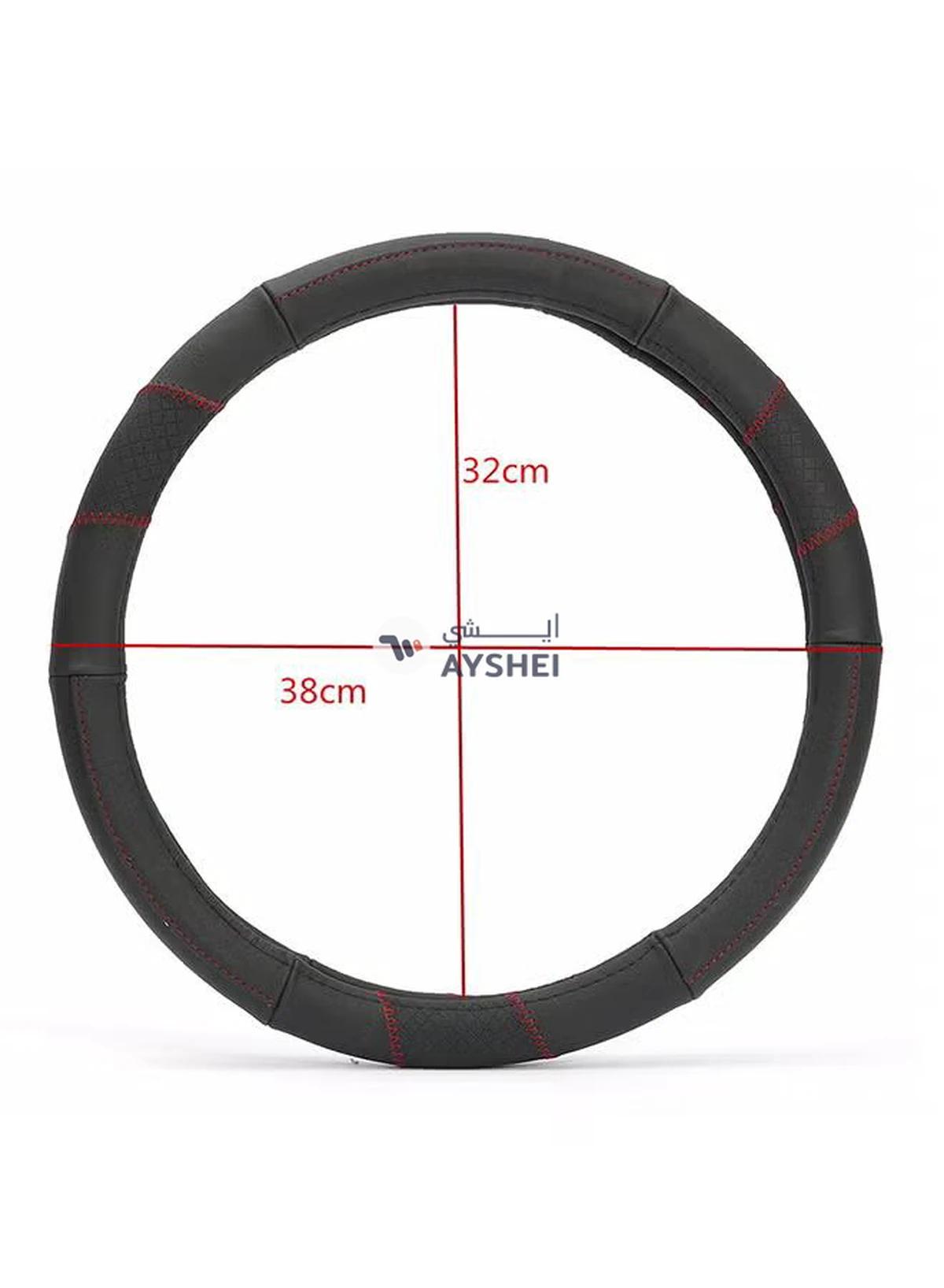 Generic Luxury 38cm 15-Inch Sport Car Black Leather Steering Wheel Cover Car Accessories DIY-1-1