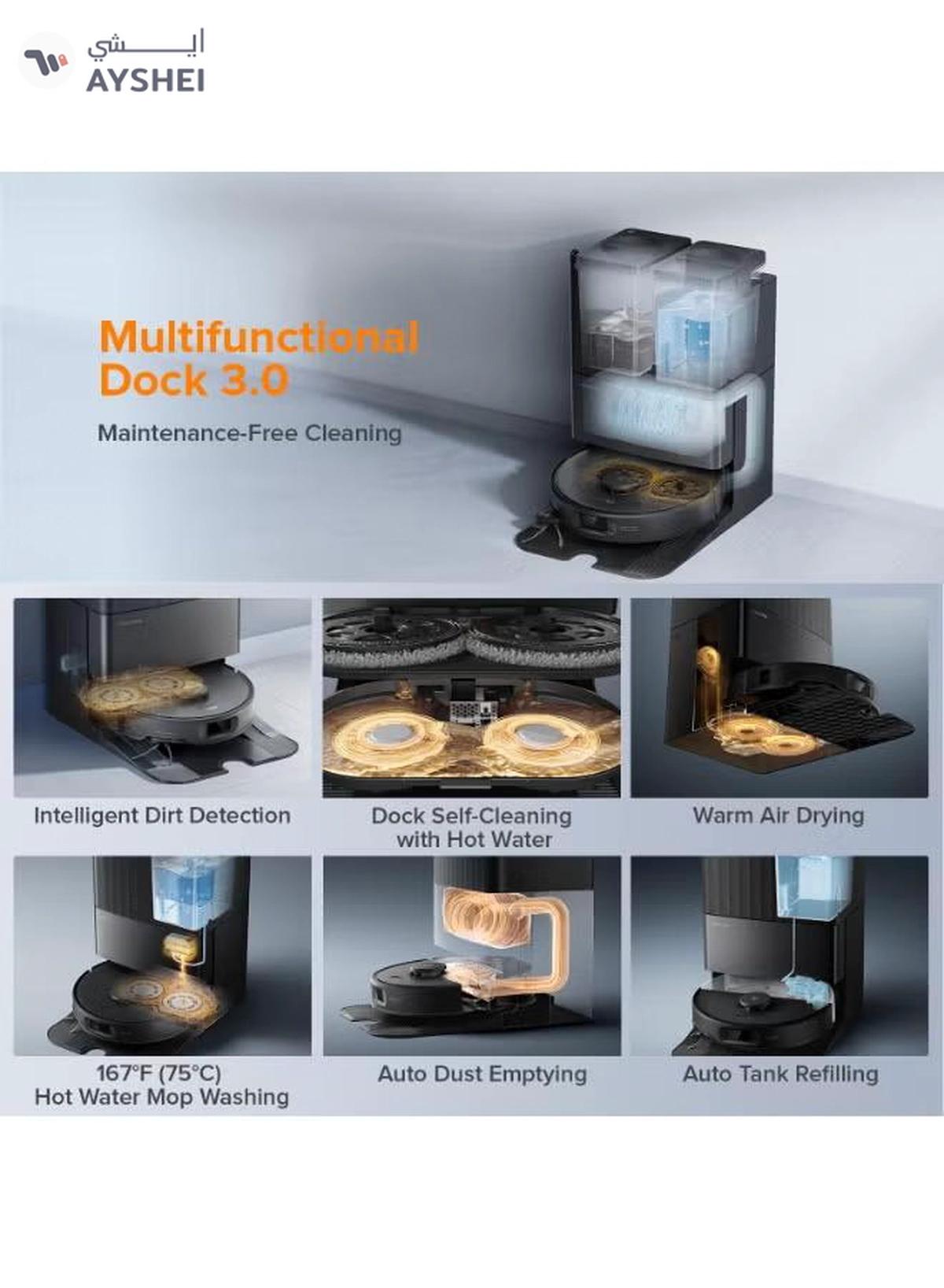 Roborock Qrevo C Pro Robot Vacuum and Mop, 18,500Pa Suction, Dual Zero-Tangling, FlexiArm Side Brush, Hot Water Mop Washing & Warm Air Drying, Self-Emptying&Refilling, Smart Obstacle Avoidance Black-6-6