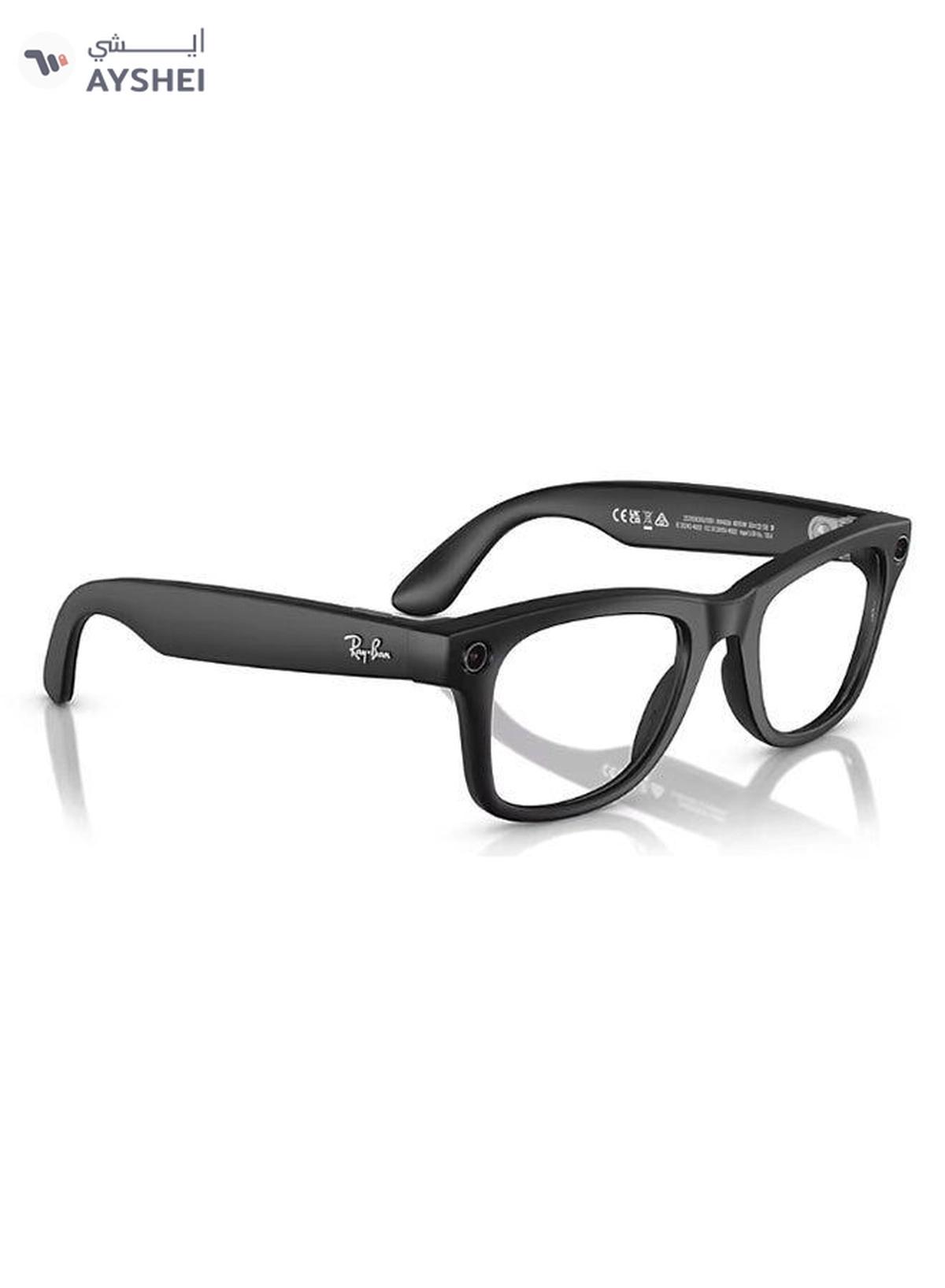 Meta Ray-Ban Wayfarer RW4008 Large Matte Black Clear Graphite Green Transition Black-0-portrait