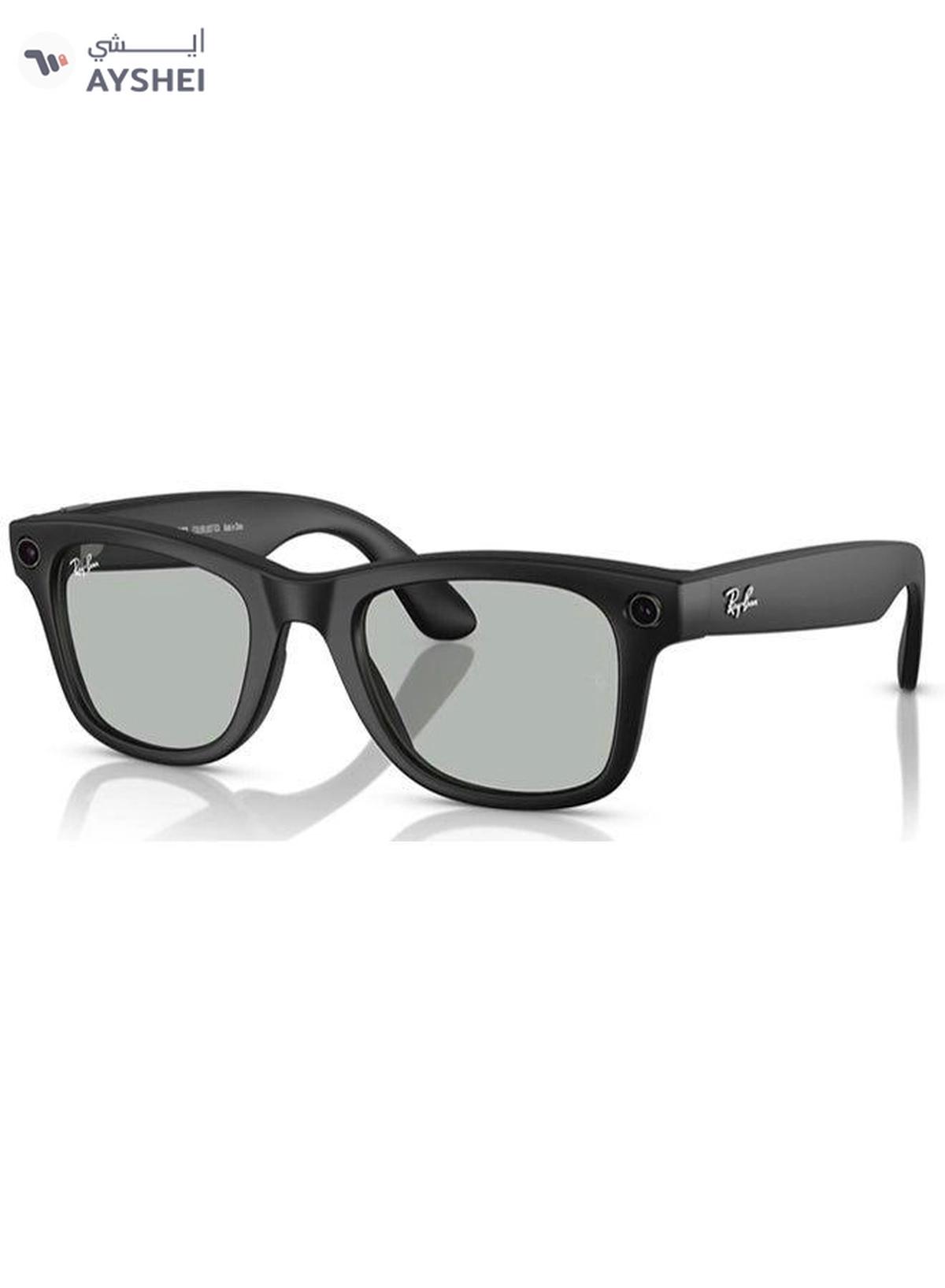 Meta Ray-Ban Wayfarer RW4008 Large Matte Black Clear Graphite Green Transition Black-0-0