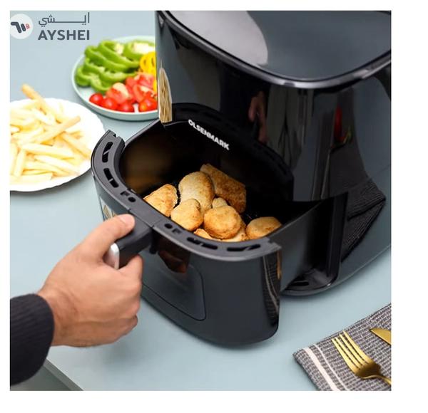 Olsenmark 6L Digital Air Fryer | LED Touchscreen Display, 8 Smart Preset Cooking Modes, Non-Stick Frying Pot & Tray, Oil-Free Low-Fat Cooking, 1–60 Min Timer, Adjustable Temp (80–200°C), 1500W 6 L 1500 W OMAF2254J Black/White