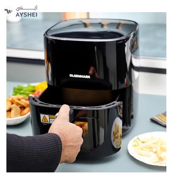 Olsenmark 6L Digital Air Fryer | LED Touchscreen Display, 8 Smart Preset Cooking Modes, Non-Stick Frying Pot & Tray, Oil-Free Low-Fat Cooking, 1–60 Min Timer, Adjustable Temp (80–200°C), 1500W 6 L 1500 W OMAF2254J Black/White
