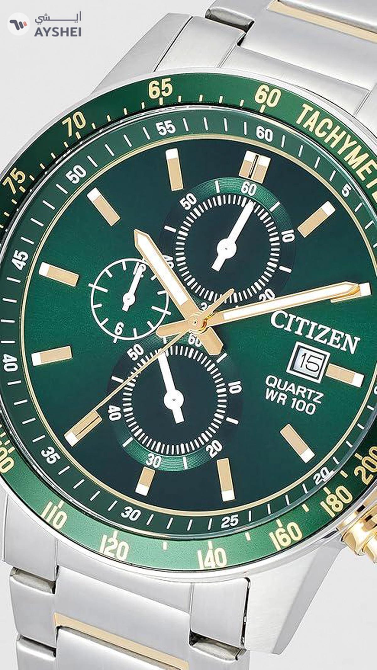 Citizen Chronograph Quartz Green Dial Stainless Steel Men's Watch AN3689-55X-5-5