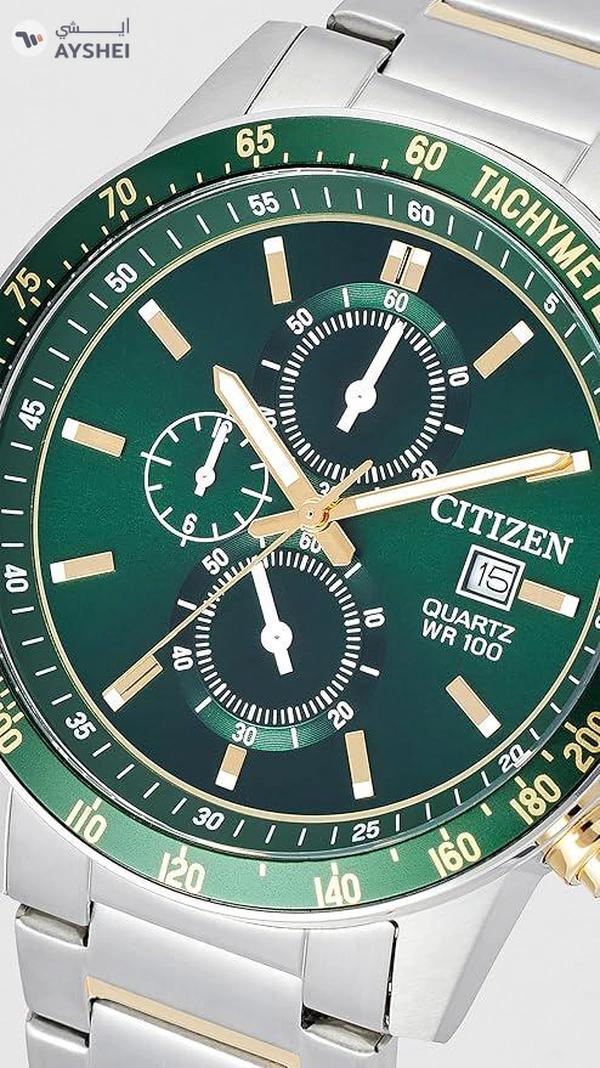 Citizen Chronograph Quartz Green Dial Stainless Steel Men's Watch AN3689-55X