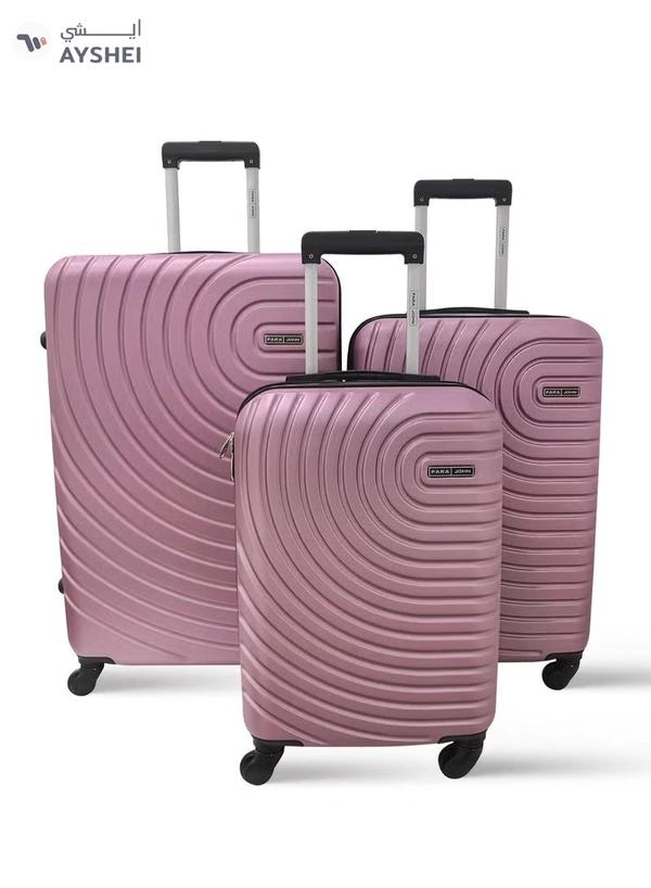 PARAJOHN Circles Series Set of 3 Luggage | Lightweight Small 10KG, Medium 20KG & Large 30KG ABS 4 Wheels Trolley Hardsided Travel Suitcase - Pink